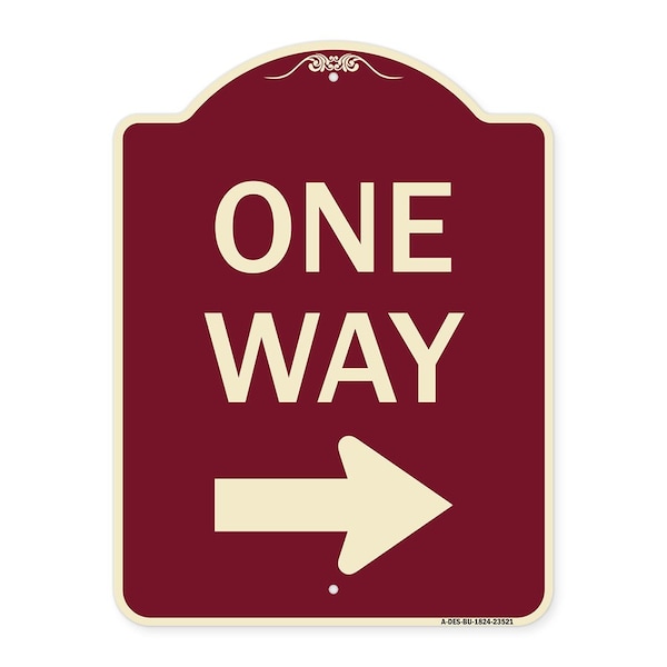 Signmission Designer Series One Way Right Arrow, Burgundy Heavy-Gauge Aluminum Sign, 24" x 18", BU-1824-23521 A-DES-BU-1824-23521 - main